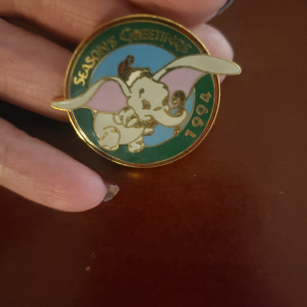 Dumbo Enamel Pin with Gold and Pink Accents